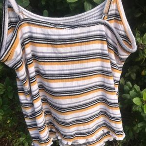 forever 21 yellow stripped tank top